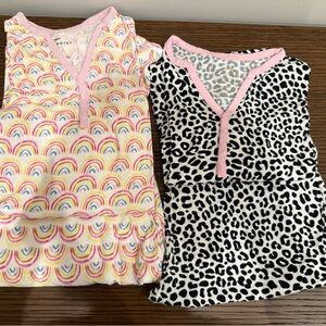 Little Sleepies Rainbow and Leopard Pajama Set Women XS